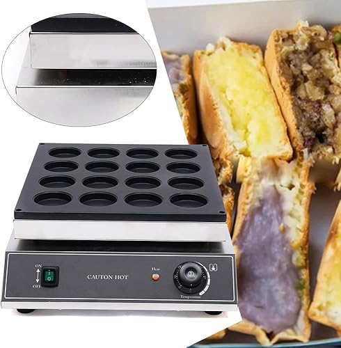 Miniatura 4 de LYNICESHOP Máquina de gofres de frijoles rojos, máquina eléctrica para hacer gofres de acero inoxidable, antiadherente, perilla de ajuste de