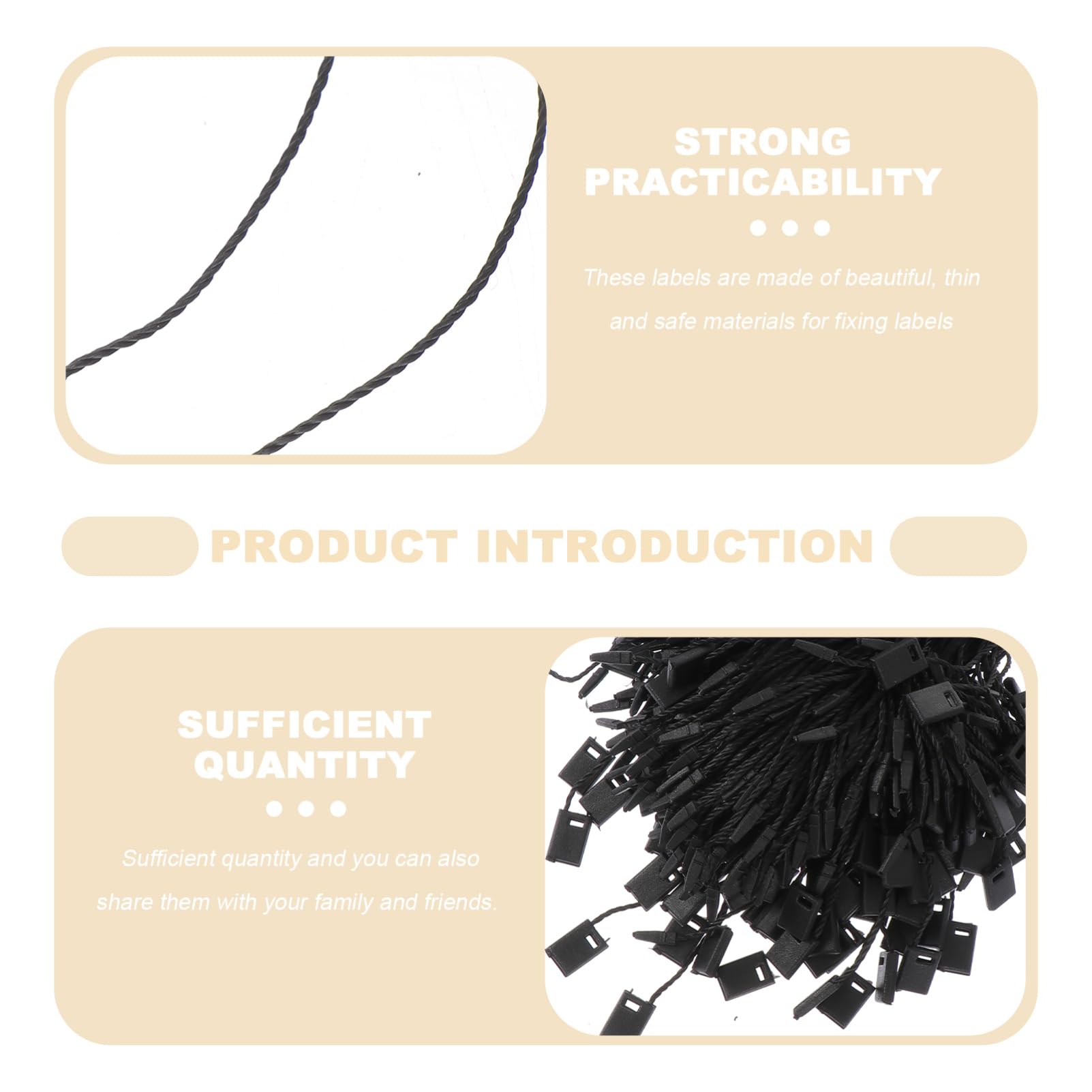 HAPINARY 1000pcs Clothing Price Tag String Tag Ropes Snap Lock Easy to Use Garment Fasteners