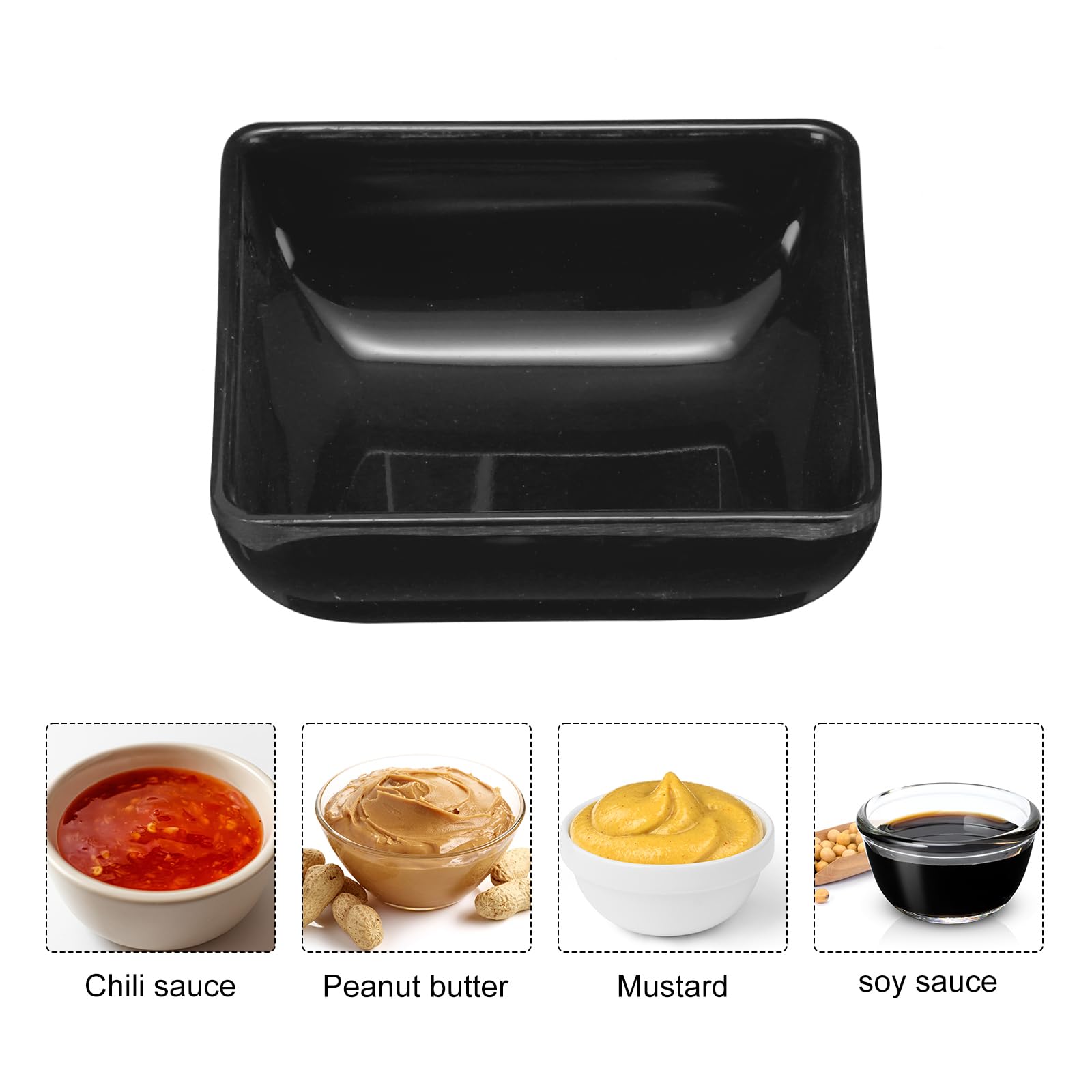 Lot De 12 Bols à Sauce Carrés Orange En Résine - 7,3x7,3x2,7 Cm - Pour Condiments, Desserts, Apéros