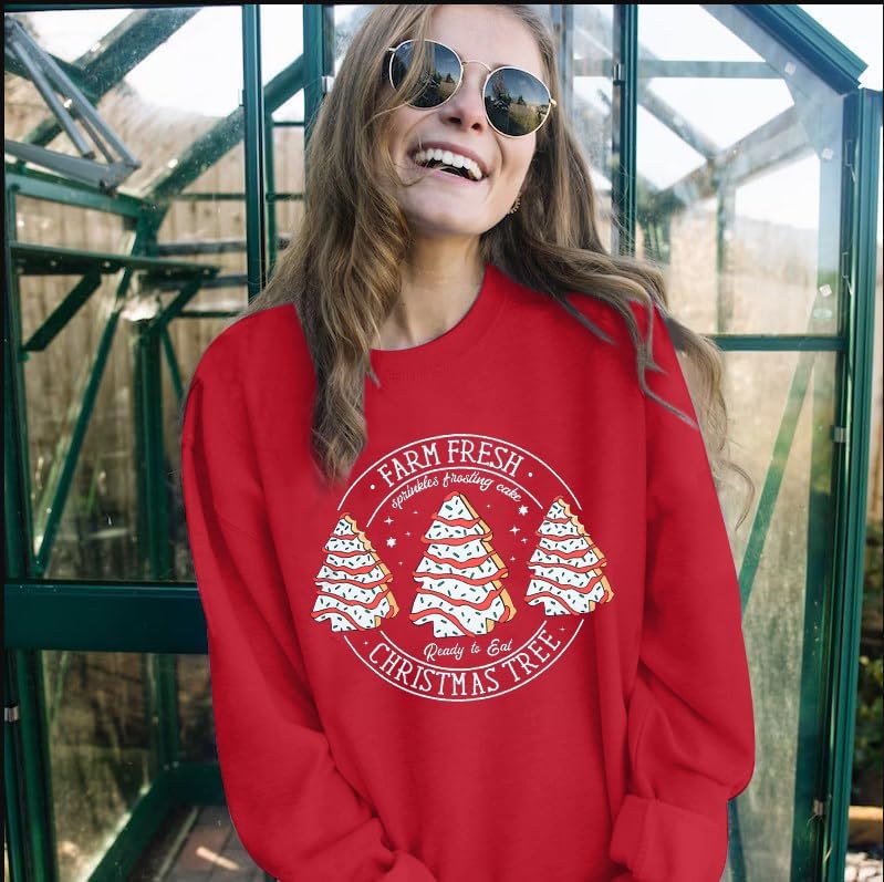 MOUSYA Farm Fresh Christmas Tree Cakes Sweatshirt Woman Christmas Crewneck Sweater Xmas Gifts Top Casual Long Sleeve Tops - Image 4