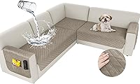 Vista 36 de Arfntevss Fundas impermeables para sofá seccional de esquina para perros y mascotas, funda de sofá en forma de L, terciopelo lavable grande