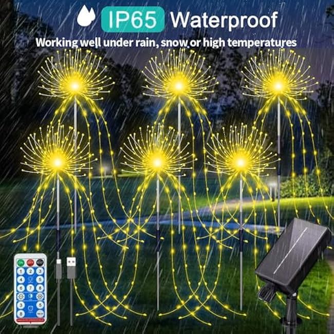 Fireworks Lights Solar Ground Inserted Warm Light Atmosphere Decorative Lights DIY Path Light