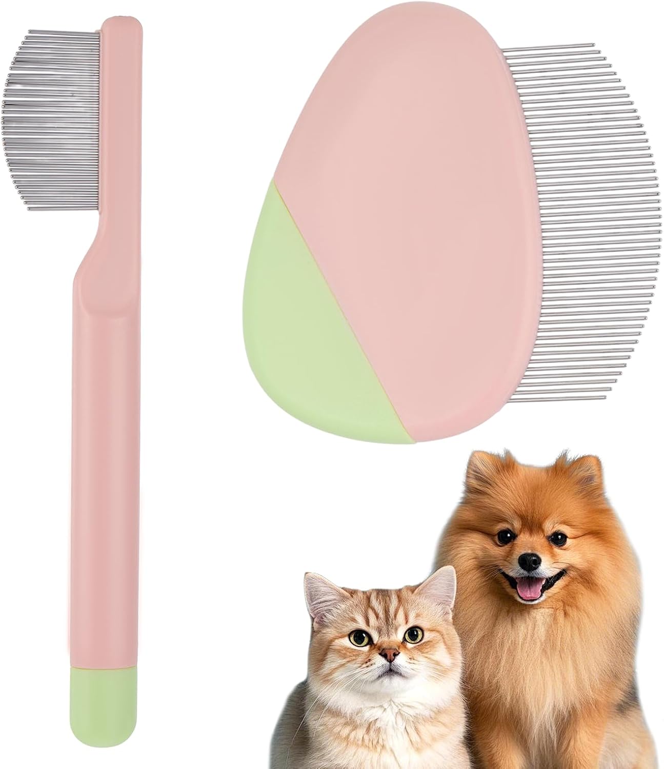 2Pcs Professional Eye Comb for Pets Stainless Steel Dog Eye Comb Gentle Facial Combs for Dogs & Cats Stress-free Tear Stain Dirt And Debris Remover Comfortable Grip for Daily Pet Grooming
