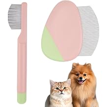 2Pcs Professional Eye Comb for Pets Stainless Steel Dog Eye Comb Gentle Facial Combs for Dogs & Cats Stress-Free Tear Stain Dirt and Debris Remover Comfortable Grip for Daily Pet Grooming