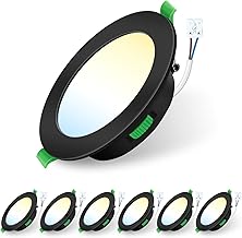 ALUSSO LIGHTING Pack of 6 Recessed Spotlights, LED, 7 W, 550 Lumens, LED Recessed Spotlights, 230 V, Dimmable, Ceiling Spotlights, 3CCT, 3000K, 4000K, 6500K, Adjustable Recessed Lights, IP44 Ceiling