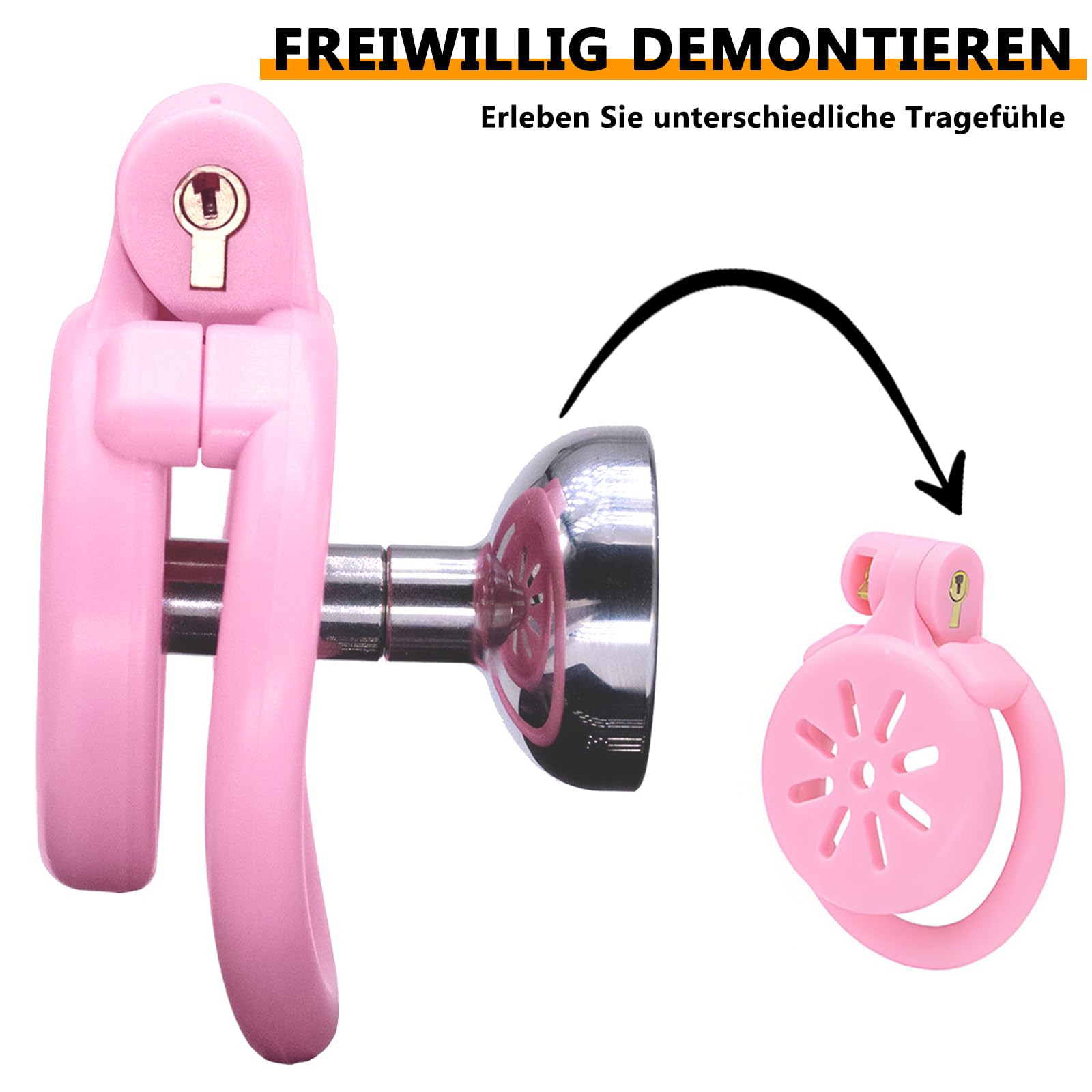 BDSMYEE Set Gabbia di Castità Piatta Maschile, Giocattolo Sessuale Gabbia di Castità Invertita con 4 Anelli per testicoli, Gabbia per Pene Schiavo Giocattolo Sessuale Bondage BDSM Estremo Set