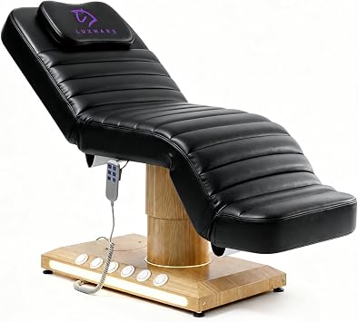 Full Electrical Massage Table, 3 Motors Facial Chair with Remote&Foot Controller,Tattoo Chair for Esthetician with Memory Foam Pillow,Beauty Bed with Removable Headrest for Spa,Salon,Waxing Black