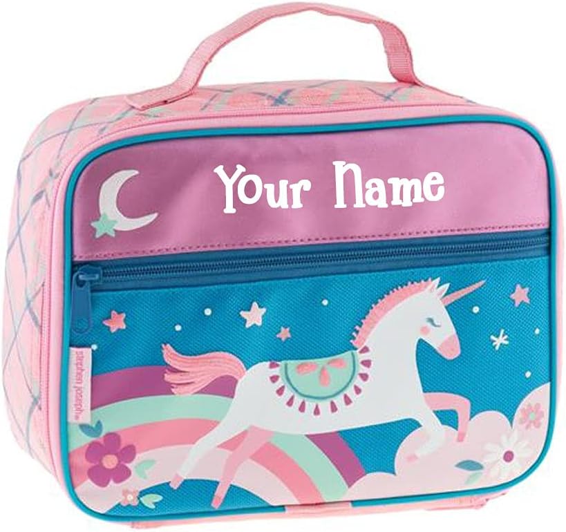 Stephen Joseph Personalized Lunch Box - Rainbow Unicorn Lunch Bag - Floral Lunchbox - Back to School Supplies - Kids Insulated Bag - Custom Name