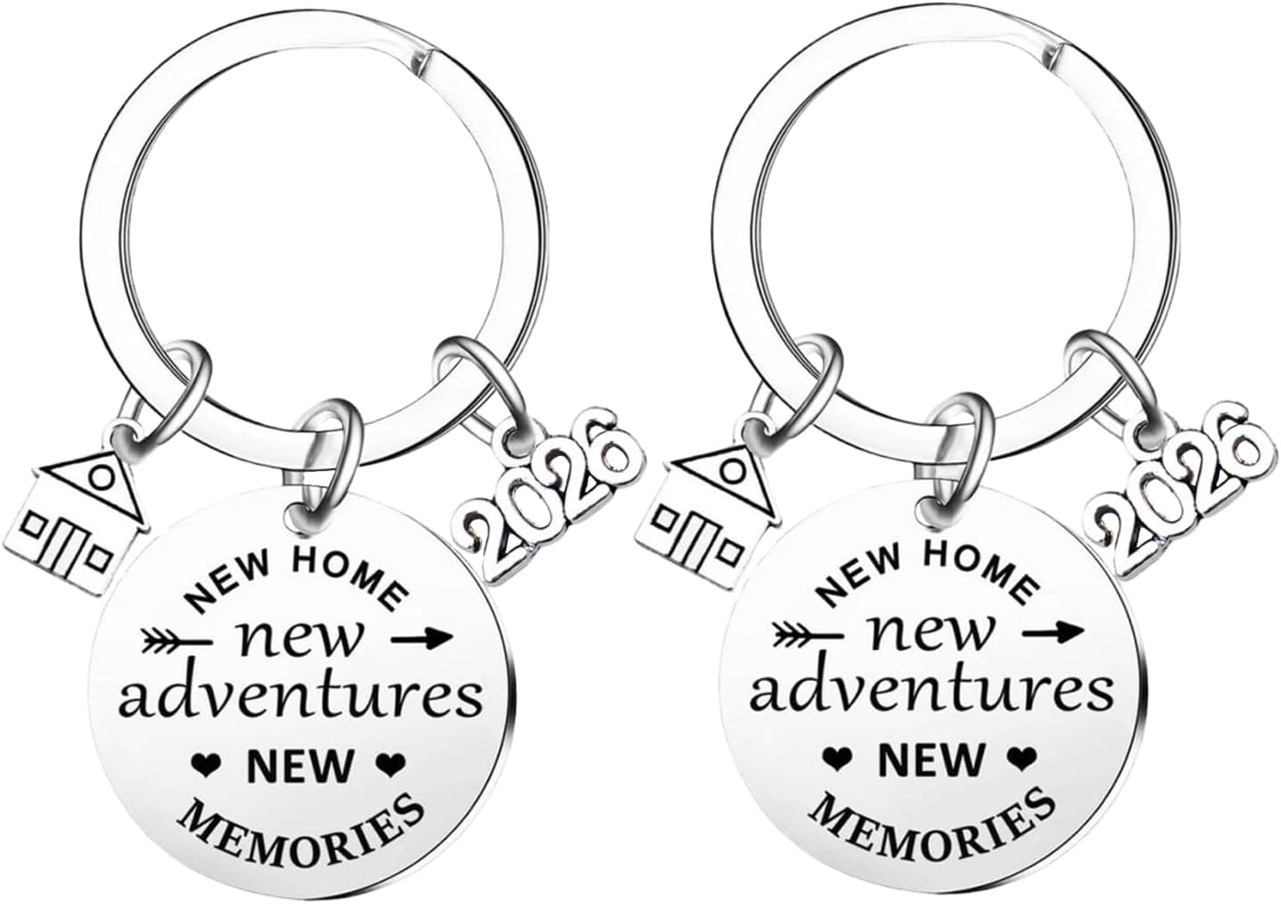 2PCs New Home Keyring 2026 Housewarming Gifts for Women 2026 New House Keyrings New Adventures Realtor Closing Gifts House Warming Gifts for Couples New Home Owners Keyring