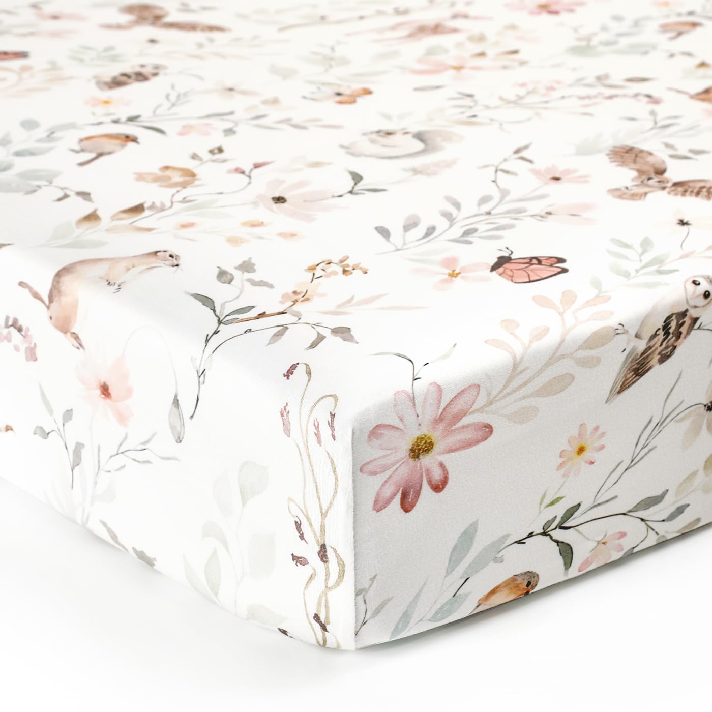 Juego de 2 sábanas bajeras elásticas Ultra Suaves para Cuna, se Adapta a Todos los colchones estándar de Cuna, Seguro y cómodo, sábana Bajera para Cuna para bebés y niñas, Hermoso Estampado Floral