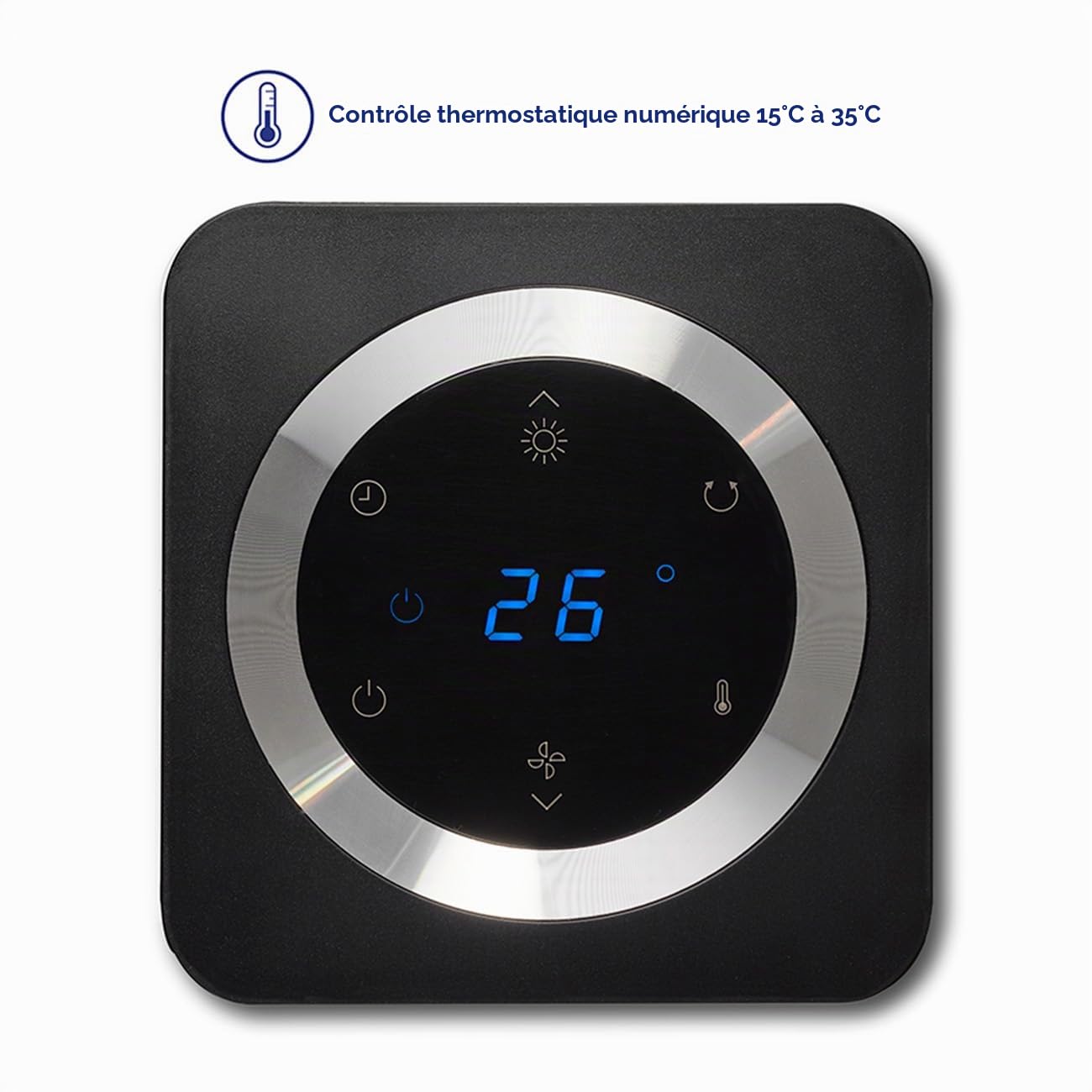 Clean Air Optima CA-904 - Design Chauffage Radiateur et Ventilateur - Idéal pour: 40m² / 100m³ - 1000/2000 Watt - Thermostat entre 15°C en 35°C – Oscillation 80° - Filtre à poussière… (Black)