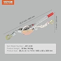 Vista 7 de VEVOR Rope Puller, 3/4 Ton (1,653 lbs) Pulling Capacity, with 100' of 0.6" dia. Rope, 2 Hook, Come Along Winch, Heavy Duty Ratchet Power Puller Tool