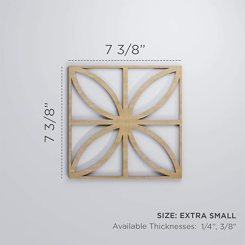 Miniatura 2 de 7 38"W X 7 38"H Extra Pequeña Swansea Decorativos Paneles De Pared De Madera Calado, Roble Rojo