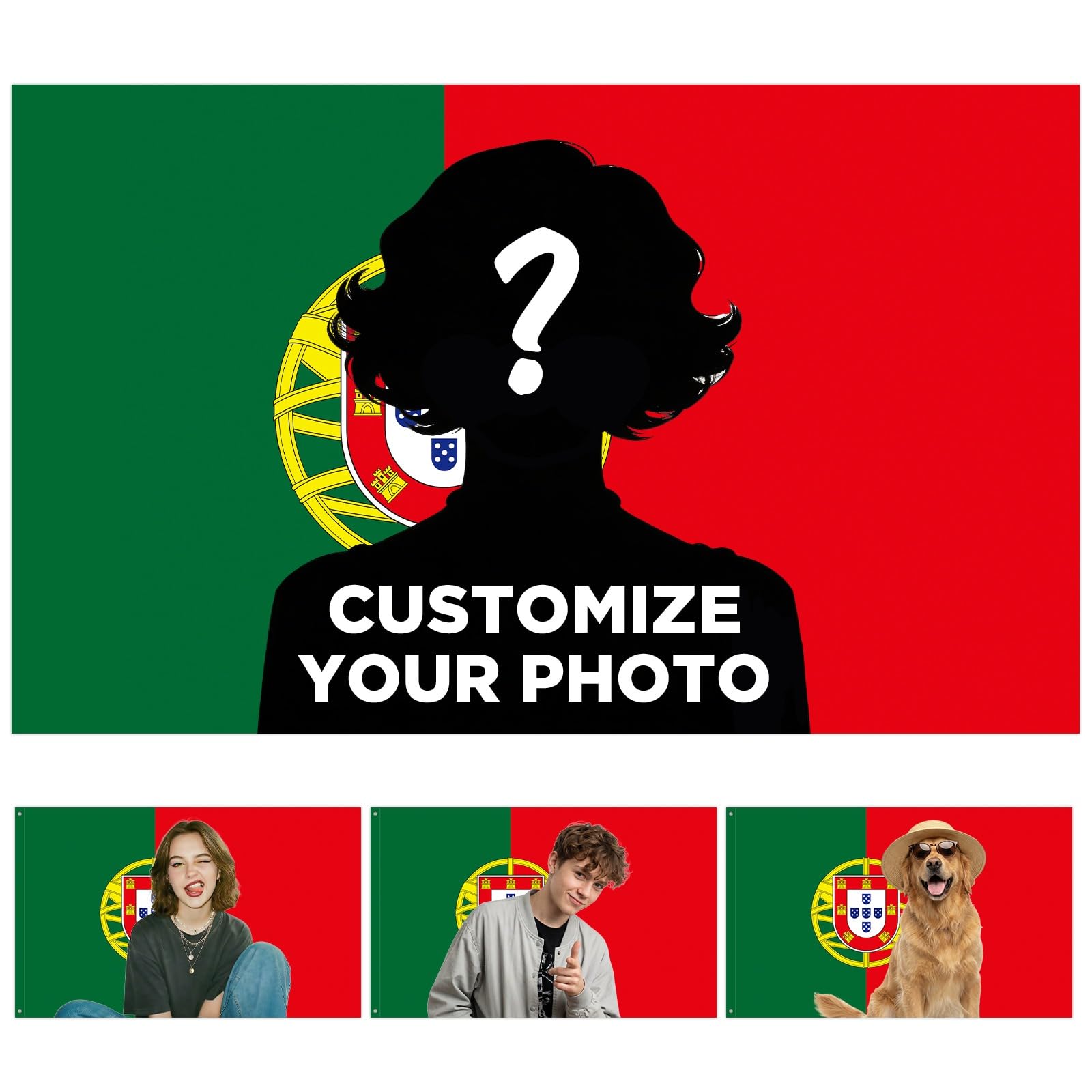 Custom Portugal Flag Personalised Portugal Flags with Picture Logo Text Customisable Flags Banner for Bedroom, Dorm Decor, Football Games Party Sports Events Decoration Bar Garden Street Decor — image 1