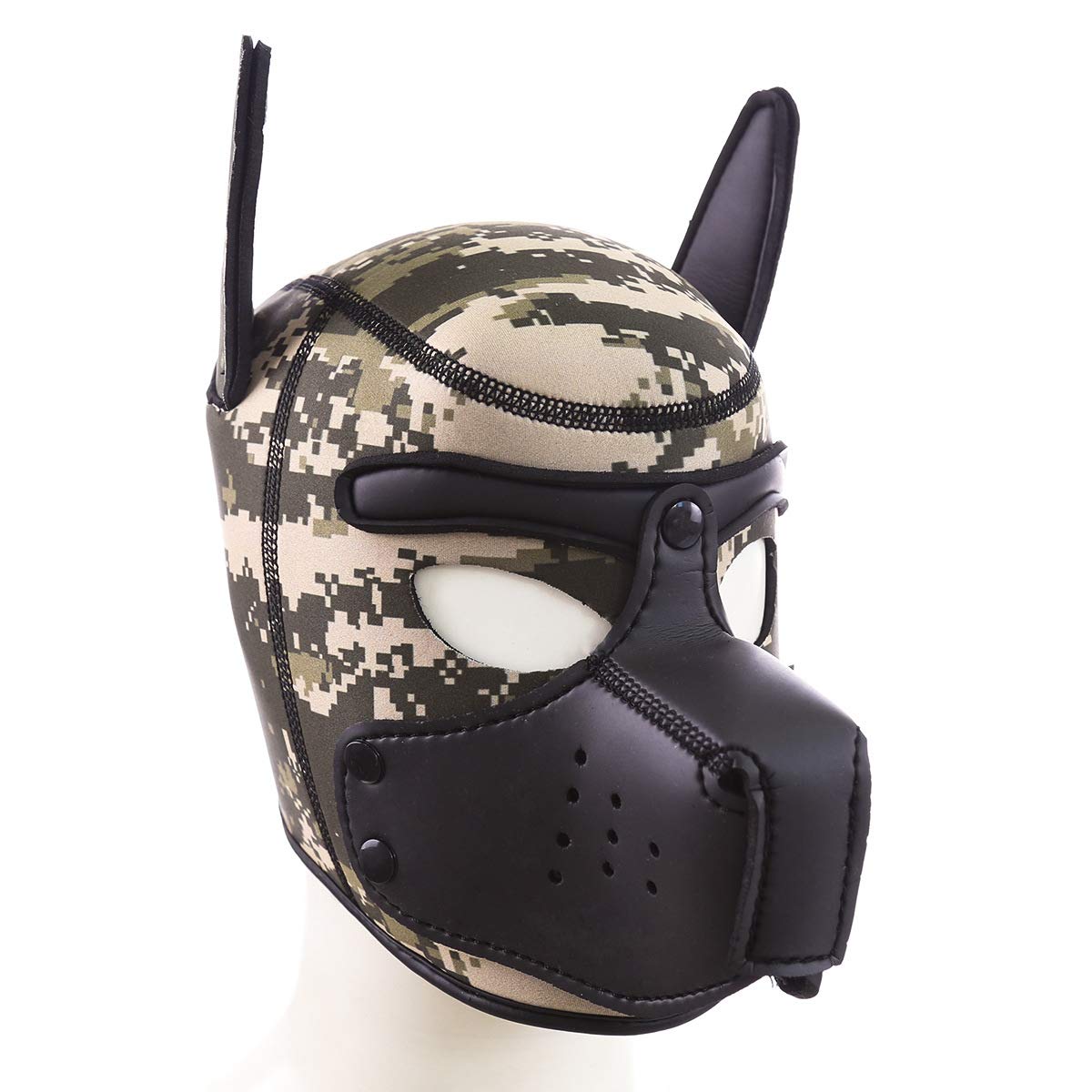 yinung Pup play mask Dog Head Masks Animal Full Face Head Mask Neoprene Material，for Halloween Cosplay Novelty Costume Performance Props Gifts (Color : Camouflage)