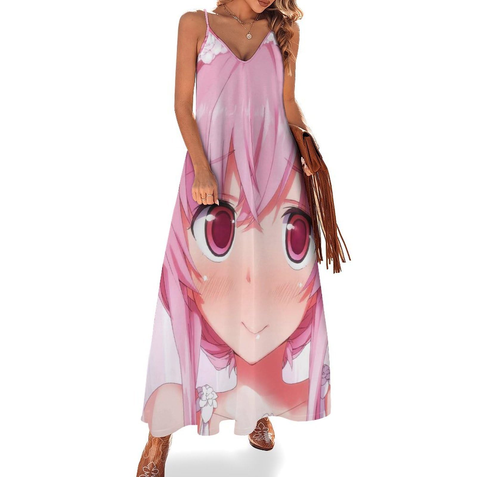 Robe maxi fluide et légère sans manches look bohème chic - 7
