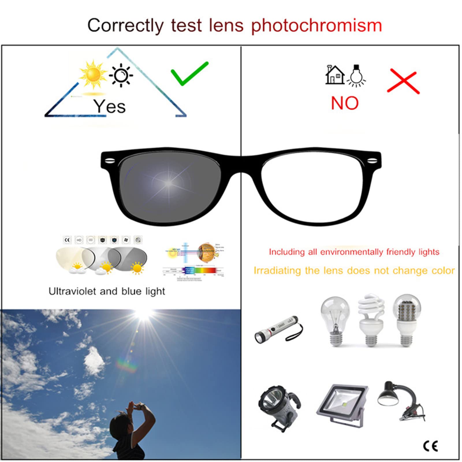 JYCCH Halbrahmen-Lesebrille für Herren, intelligente Farbwechsel-Sonnenbrille, elastische Bügel, photochrome Brille für ältere Menschen, GunColor-+0.00 (Schwarz 2.75)