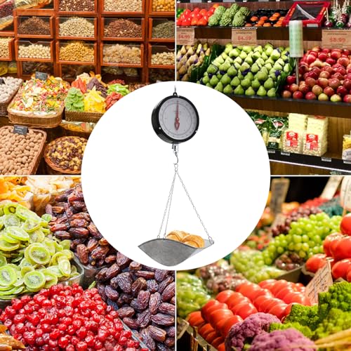 Balanza de Colgar Mecánica con Dial Doble Cara, Capacidad 22 lb/10 kg, con Cadena y Bandeja, Negra miniatura 4