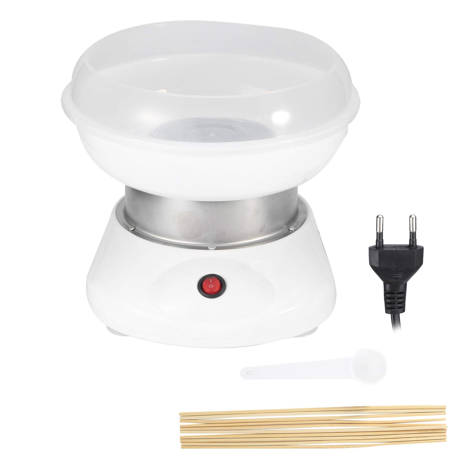 Ymiko Macchina per Zucchero Filato Domestica Macchina per Zucchero Filato, Include Bastoncino e Cucchiaio, Vestito per Duro o Senza Zucchero, Bianco(EU Plug)