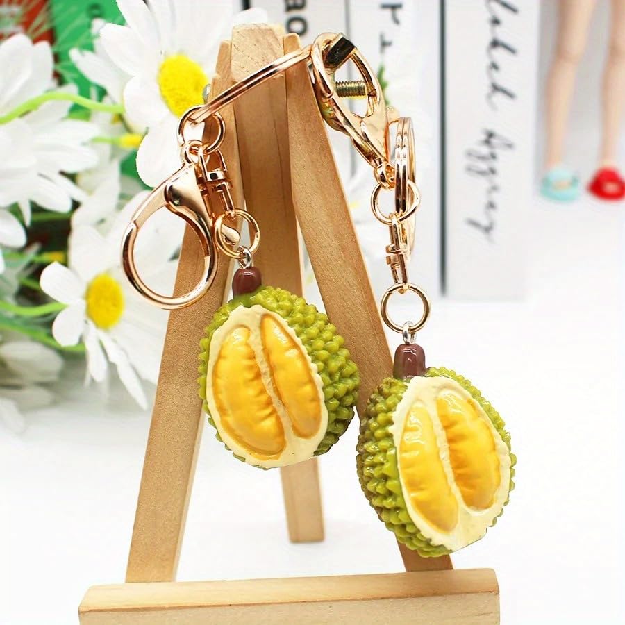 1 chaveiro durian imitação criativo comida maluca e brincadeira pequena fruta artificial durian pingente moda chaveiro