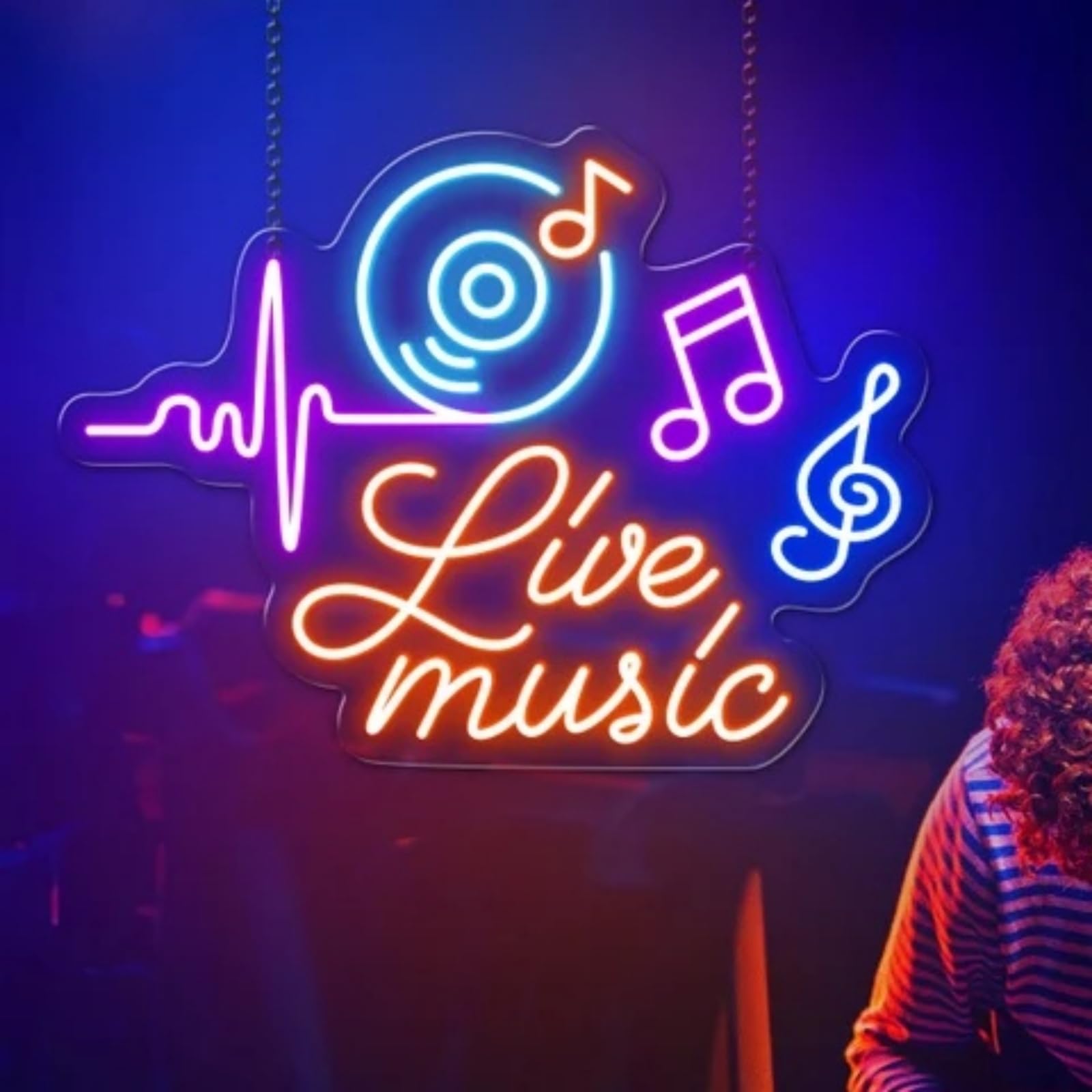 Live Music Neon szyld muzyczny LED, neonowe światło LED, świecące tabliczki LED, do piwa, baru, rocka, muzyki, studia, biura, garażu, sypialni, pokoju, na imprezę