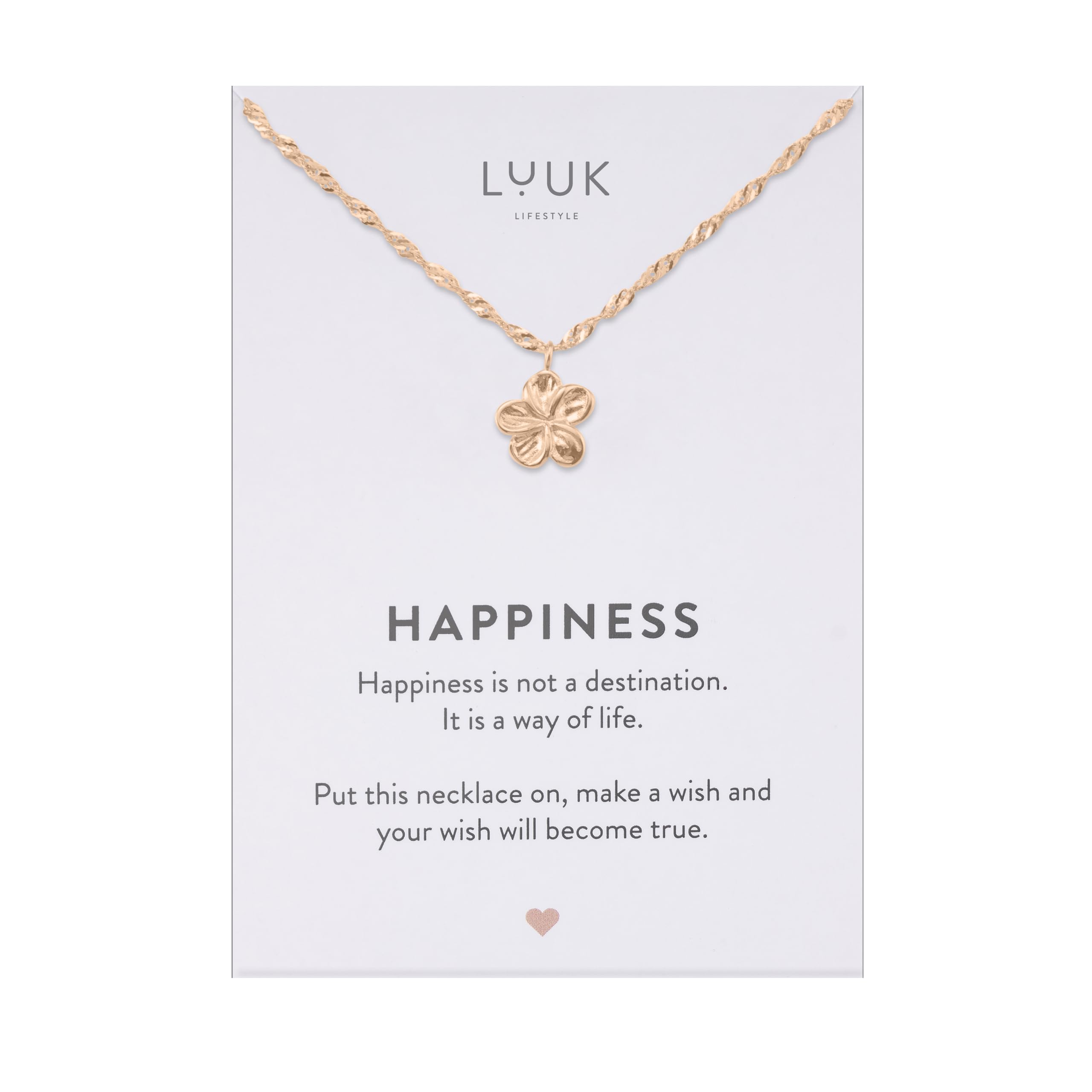 LUUK LIFESTYLE Collares de acero inoxidable con differentes colgantes y tarjeta HAPPINESS, joyas de mujer, amuletos de la suerte, idea de regalo