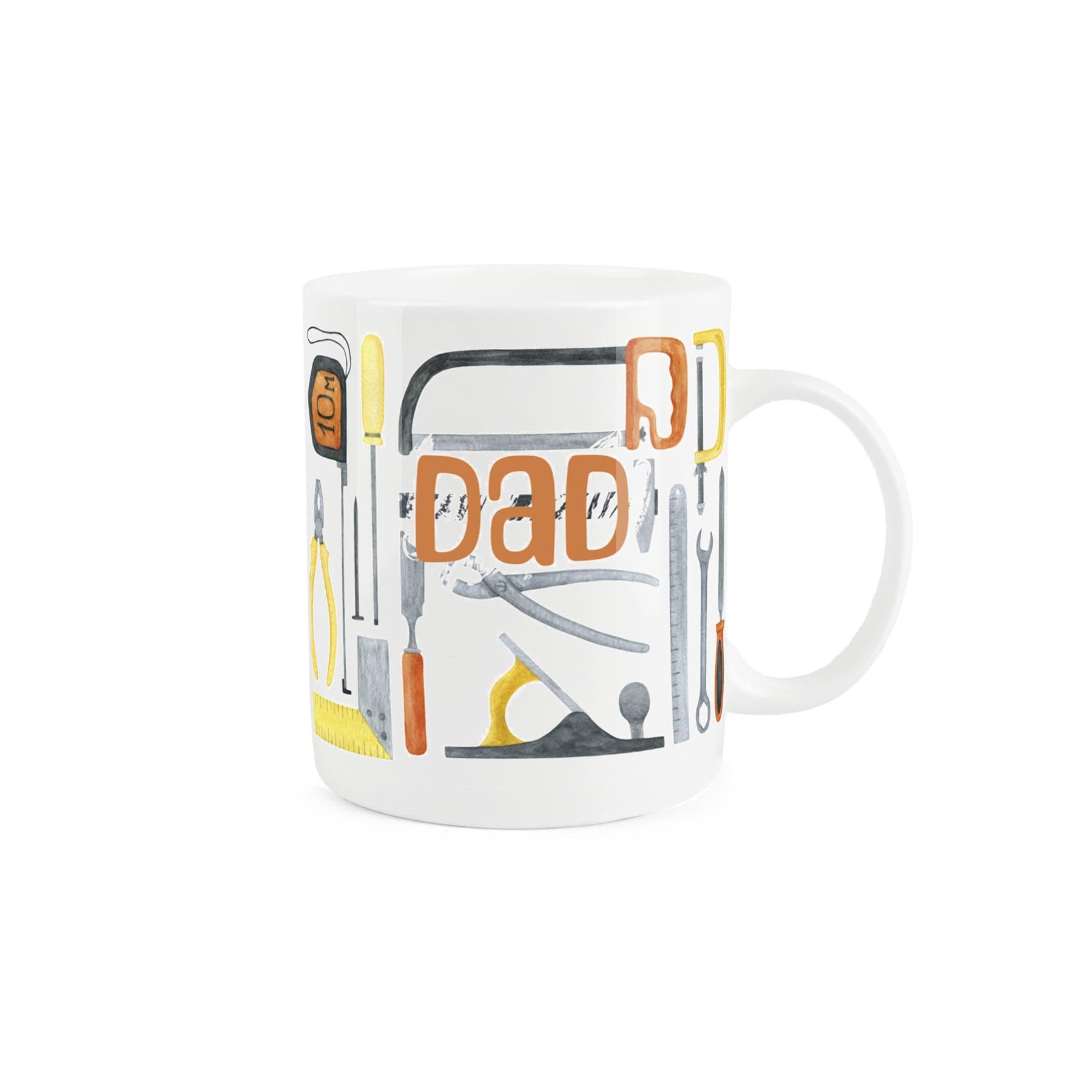 Purely Home Dad's Tools Mug - Fathers Day Gift for Dad - Watercolour Tools Handyman Tea/Coffee Hot Drinks White Bone China Mug