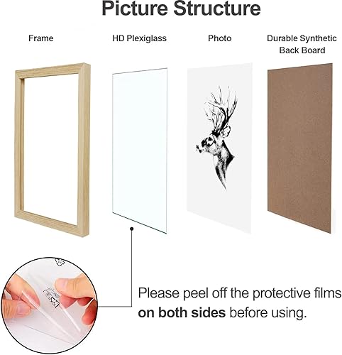 Miniatura 6 de Yaetm Juego de 2 marcos para póster de 18 x 24 pulgadas, madera de roble macizo natural, de 18 x 24 pulgadas, para fotos, pósteres e impresiones