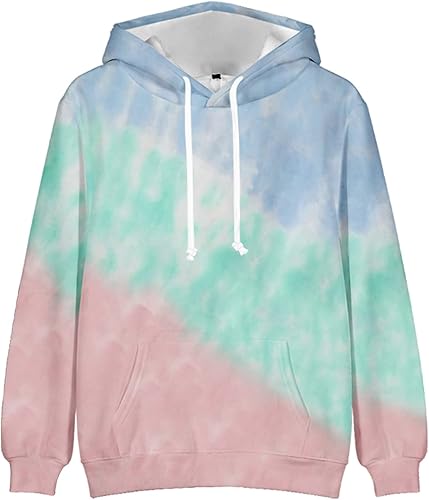 Muscularfit Mens Sweatshirt Hoodies Causal Long Sleeve Pullover Fashion Tie Dye Hoodie Drawstring Color Block Sports Outwear