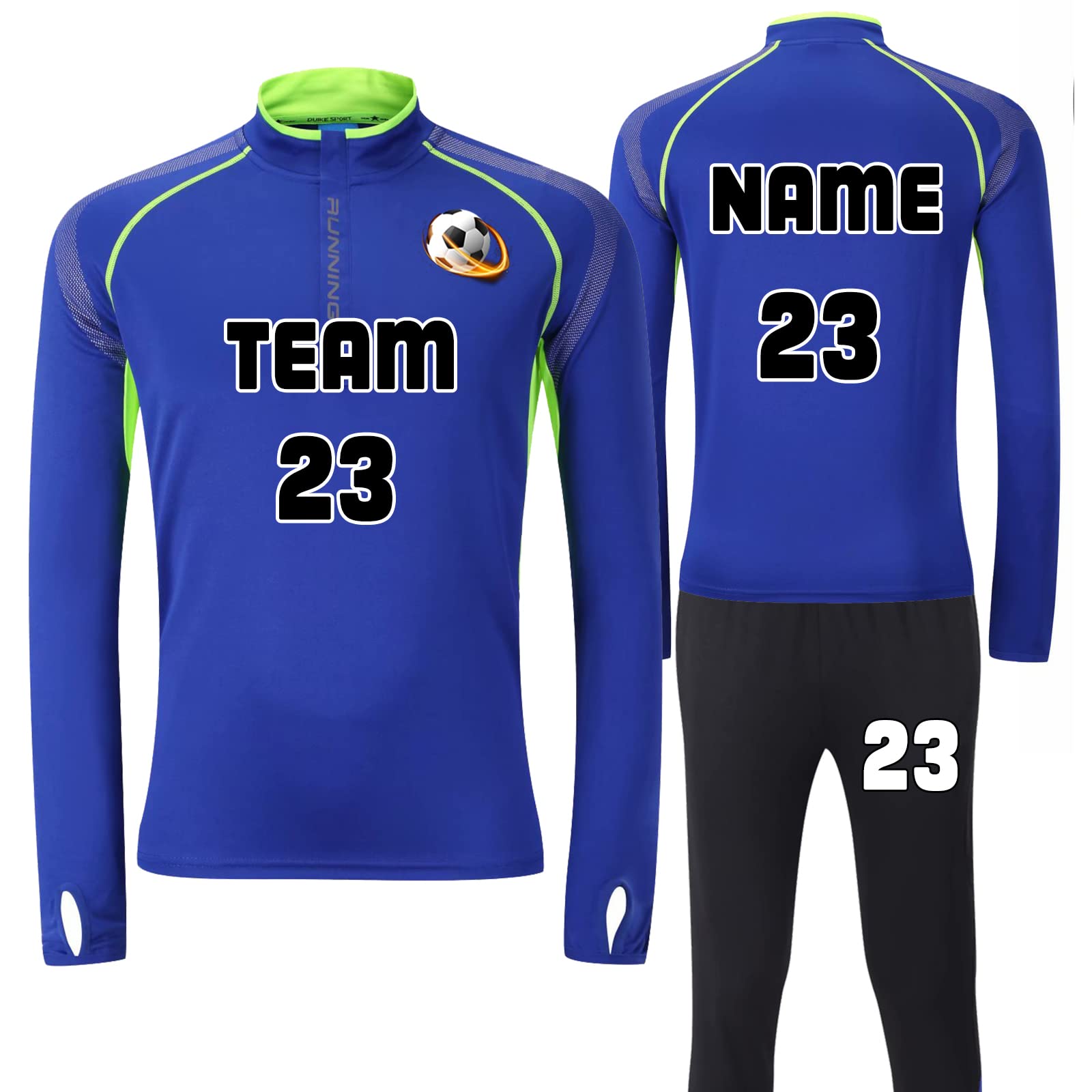 Benutzerdefiniert Torwarttrikot Set für Erwachsene/Kind - Fußball-Torwarttrikot für Herren Kinder - Torwarttrikot + Torwarthose mit Nummer Name Team Logo Torwarttrikot Fußballtrikot Geschenk
