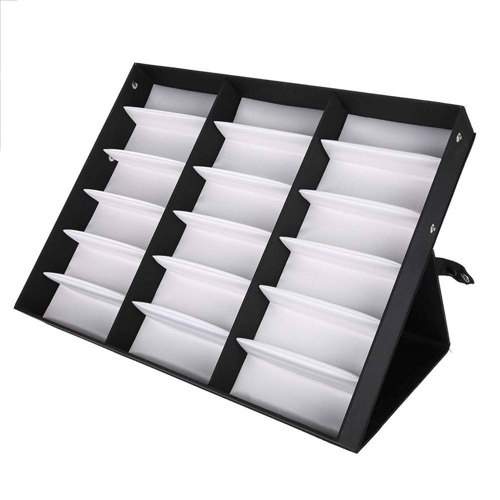 lyrlody Scatola Portaoggetti per Occhiali, 18 Scomparti, Espositore per Occhiali da Sole, Organizer Nero, 47,5 x 37,5 x 6 cm