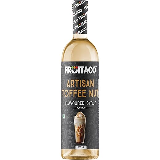 Fruitaco Toffee Nut Syrup: Indulge in the Sweet and Nutty Flavor, Ideal for Mocktails, Cocktails, Coffee, and Desserts, Packaged in a 750ml Bottle