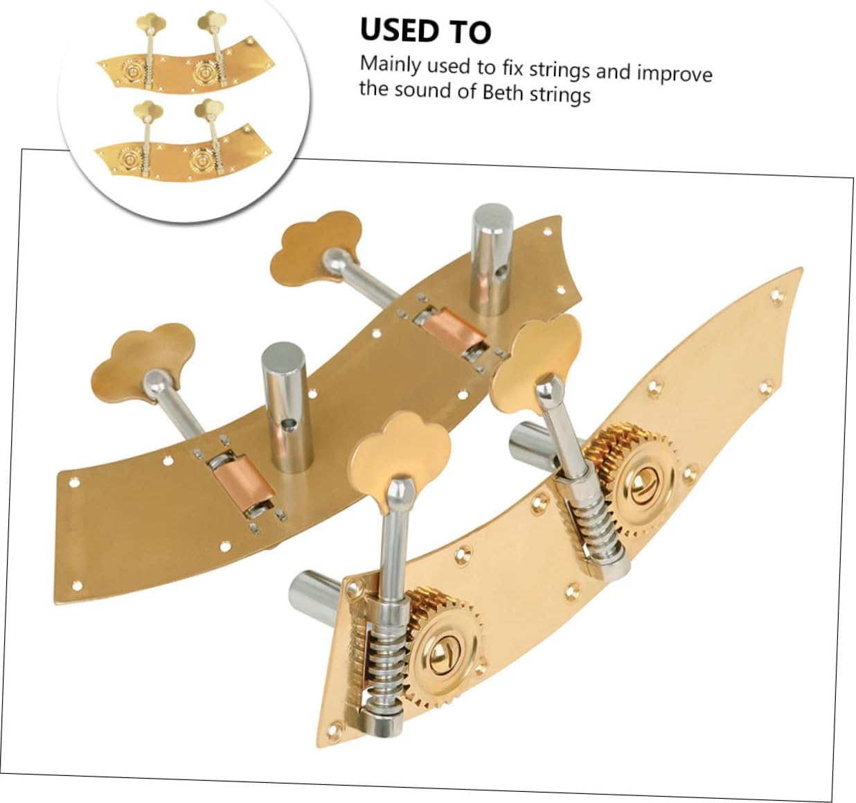 2pcs Double Bass Tuning Pegs Gold Tuning Pegs for Upright Bass String Fixing Parts Easy to Tune for Professional and Amateur Musicians
