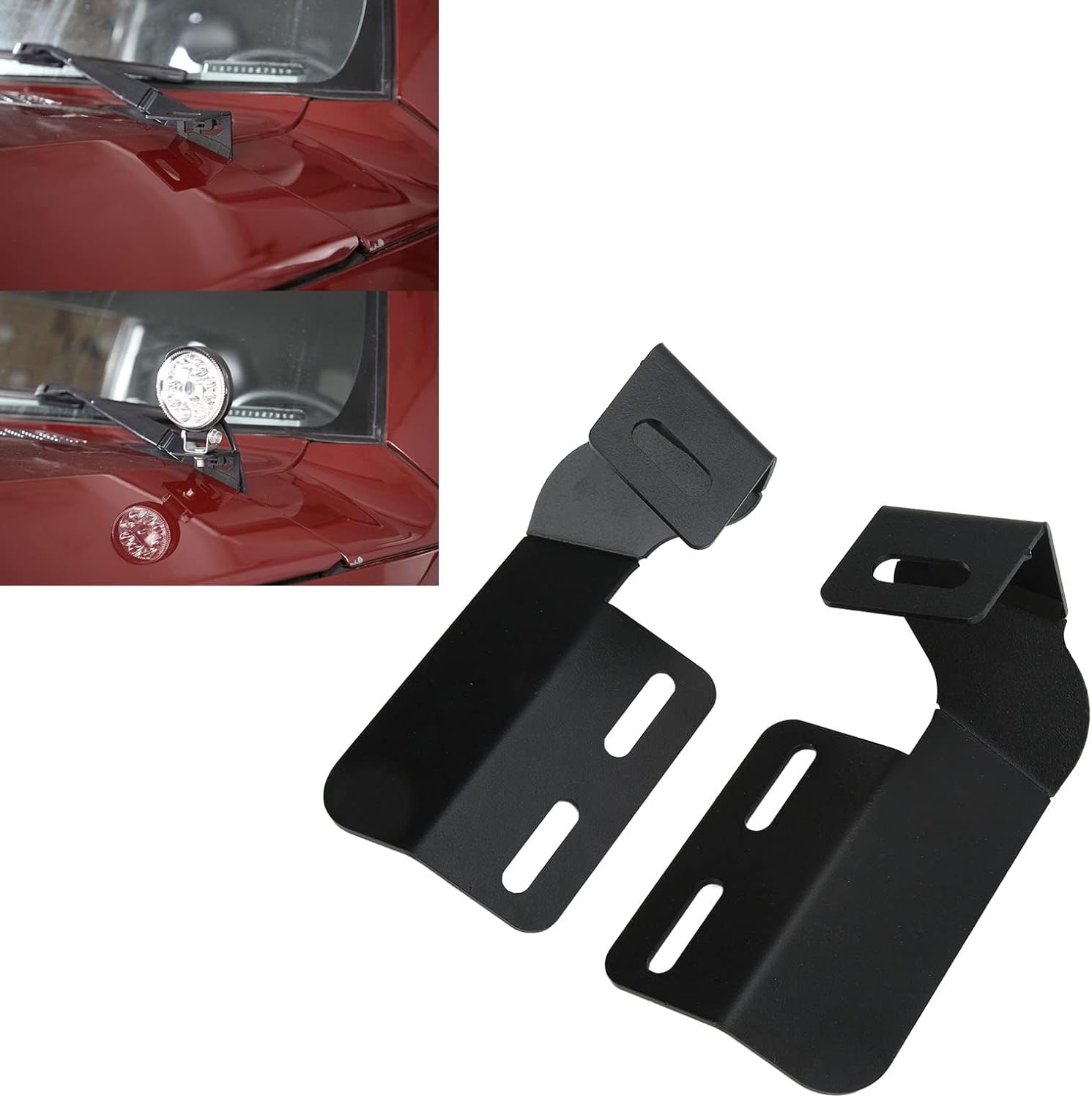 Aramox Car Hood LED Spotlight Work Light Mounting Bracket Holder Carbon Steel A Pillar Hood Work Light Clamp Holder Mount for FJ Cruiser 2007‑2021
