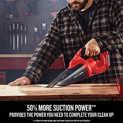 CRAFTSMAN V20 Cordless Hand Vacuum, 45 CFM, 2 Stage Filtration System with Filter, Battery and Charger Included (CMCVH001C1) by CRAFTSMAN - Image 4