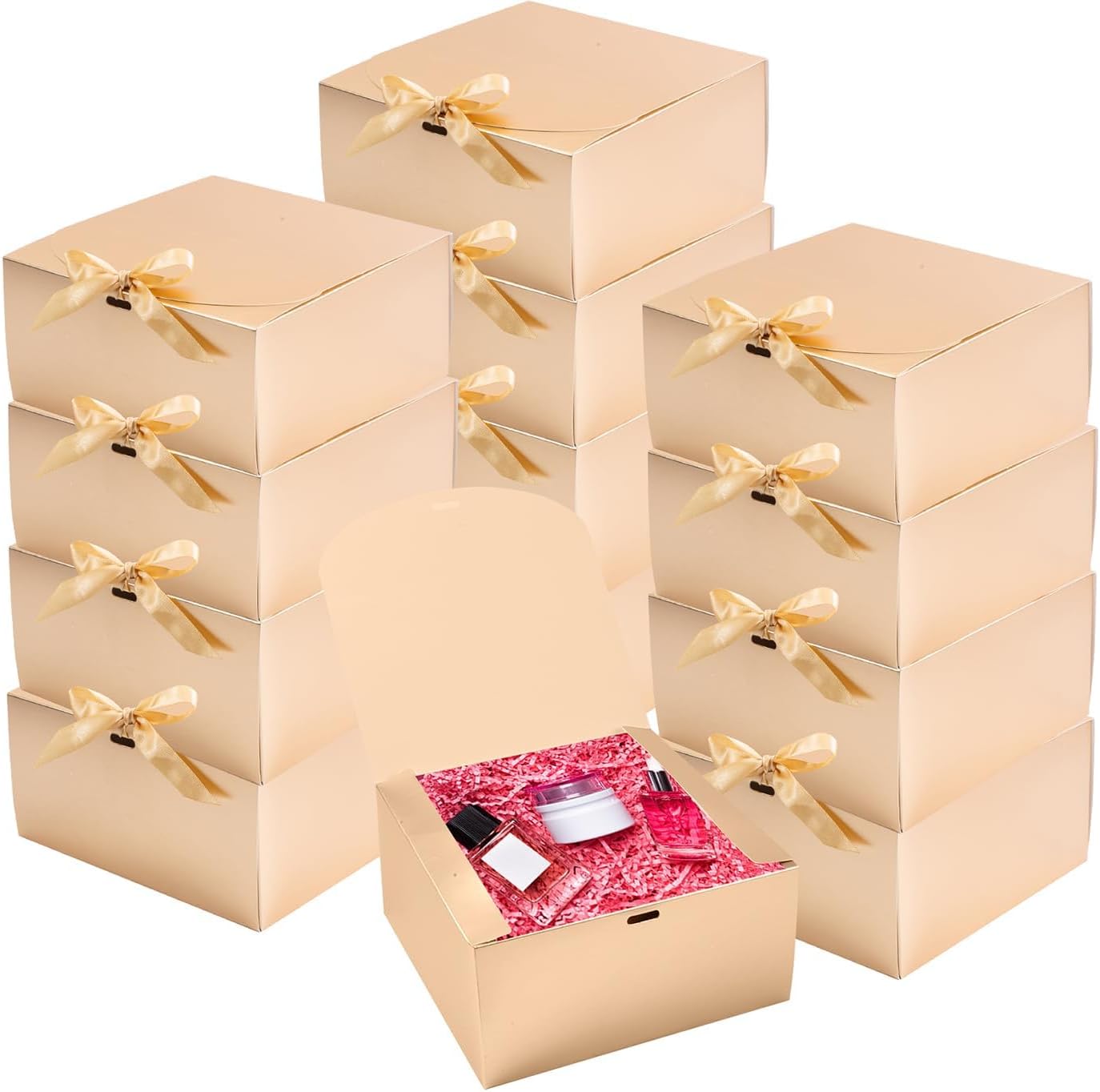 WLUSEAXI 12pack Gift Boxes with Lids,Gift Boxes Bulk with Ribbon,Bridesmaid Proposal Box for Presents Kraft Paper Gift Boxes for Wedding,Christmas,Halloween,Baby Shower