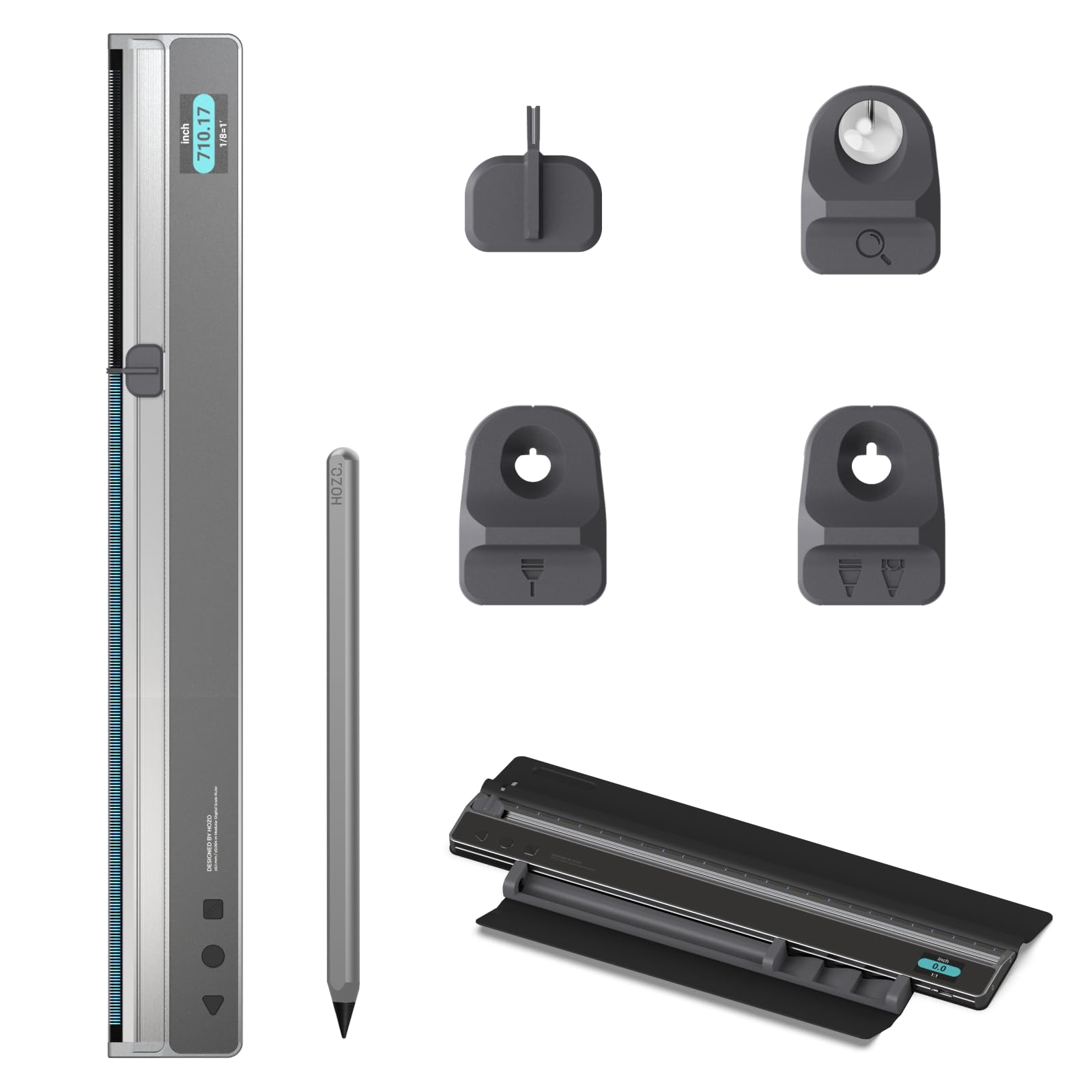 HOZO NeoRuler Digital Scale Ruler,NeoReading Kit,NeoDrafting Kit,NeoCollection Case and NeoPenci Elegant Design Metal Inkless Pencil with 2 Replaceable Nibs