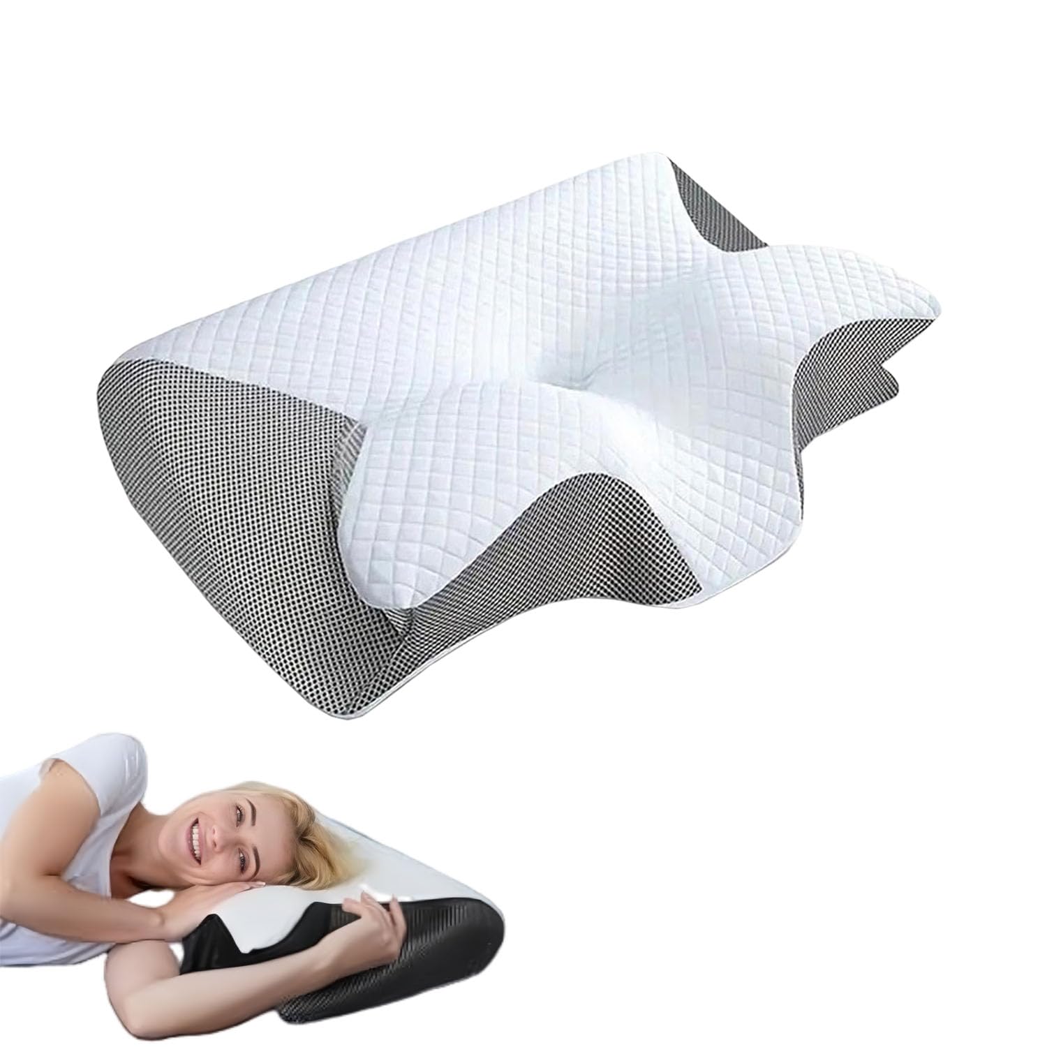 Générique Paris Oreiller SOYA 2.0, Oreiller Ergonomique Cervical, Soutien Cervical 6 Zones, Mémoire De Forme Haute Densité, Soulage Douleurs Cou & épaules (Gris)