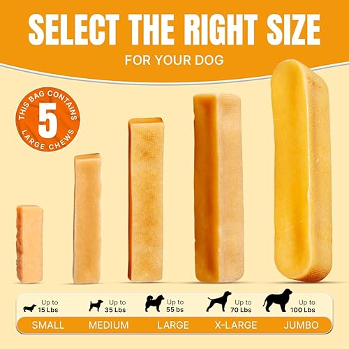 Miniatura 5 de Tibetan Dog Chew Palitos de queso Yak, golosinas naturales hechas a mano para perros grandes, de larga duración, fáciles de digerir sin aditivos,