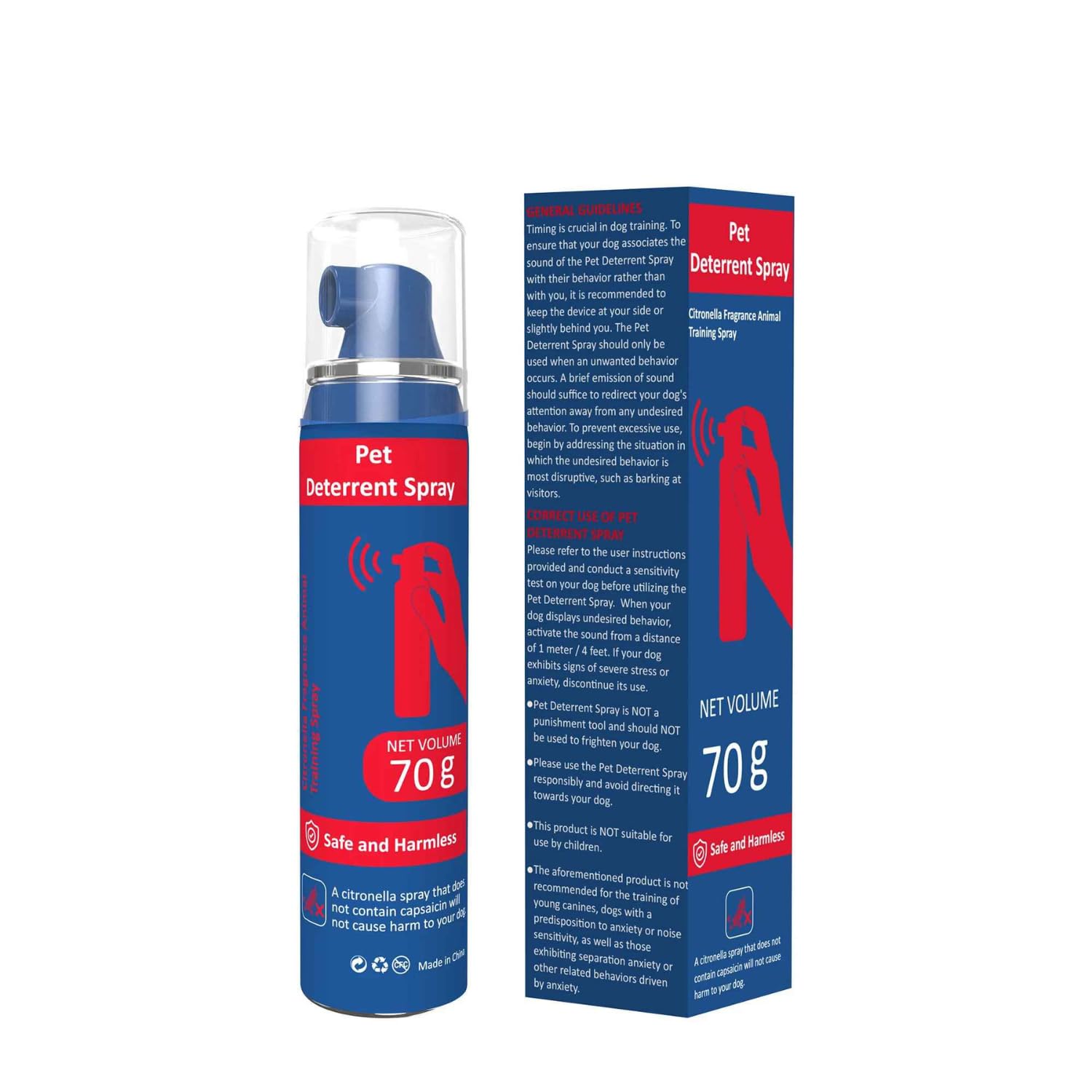 Spray Correttivo per Cani ad Aria Compressa con Citronella - Deterrente Sonoro Sicuro e Umano per Addestramento - Aiuta a Ridurre Abbaio, Salti e Comportamenti Indesiderati - Fino a 70 Spruzzi (70 g)