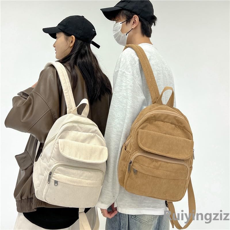 Aufona Mini Backpack for Women Small Backpack Purse Aesthetic Backpack Tiny Corduroy Backpack Light Weight(Light Brown) - Image 4