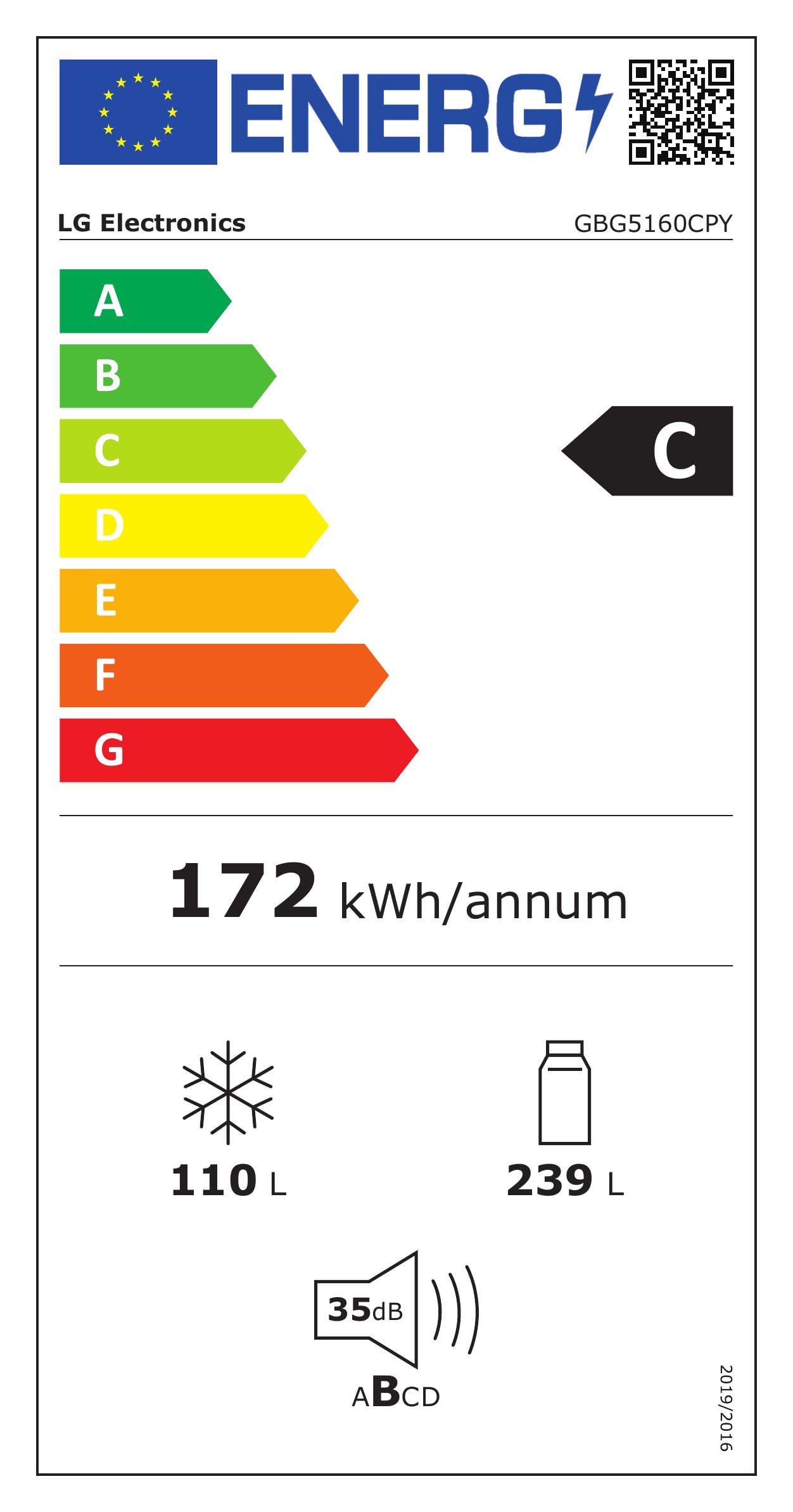LG GBG5160CPY Kühl-/Gefrierkombination (349 L, Energieklasse C) mit InstaView, Smart Inverter Compressor, DoorCooling+, Food Cover, Silber
