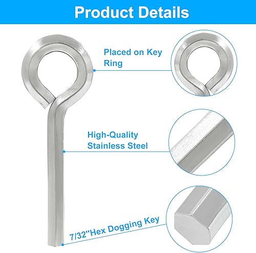 Miniatura 3 de Zorveiio 10 llaves hexagonales estándar de 732 pulgadas con bucle completo, llave Allen plateada para dispositivos de salida de barra de empuje,