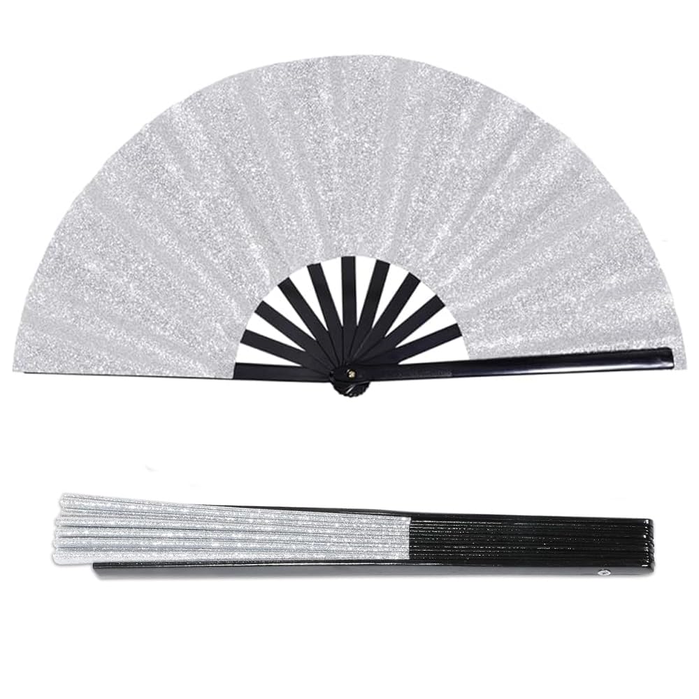GIGGSKZE Large Size Folding Hand Fan Popping Fan Dancing Clacking Fans Shiny Hand Fan for Boots On The Ground Dance, Festival, Disco Party,Home