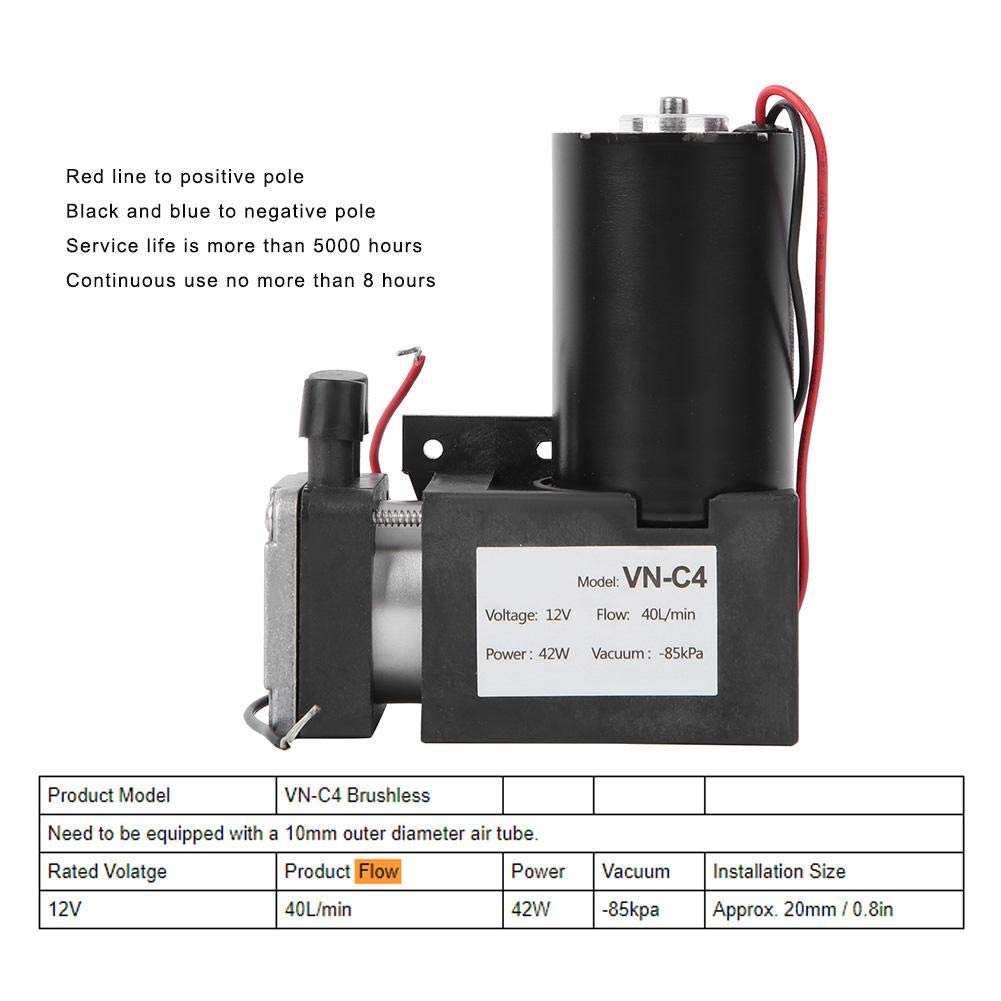 Vacuum Pump, VN-C4 DC 12V Mini Vacuum Pump Mute Brushless Vacuum Pump Mechanical Accessory Mute Industrial Parts Durable Long Service Life