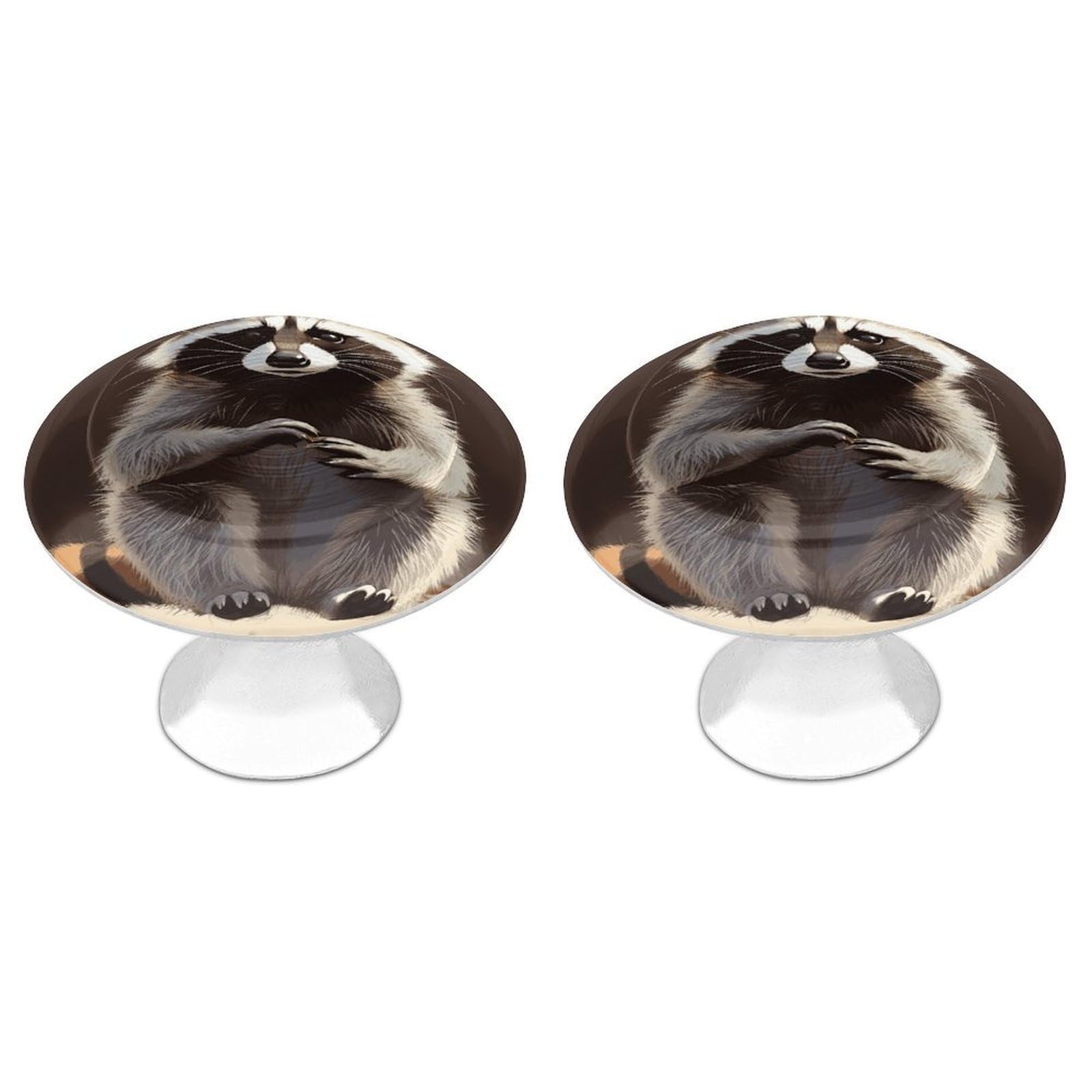 Fodpand White 2 Pack Cabinet Knobs 1.1 Inch Single Hole Drawer Pulls Handles Decorative Cute Raccoon Furniture Knobs For Dresser Kitchen Bathroom Cupboard Wardrobe Vanity Closet Door Hardware