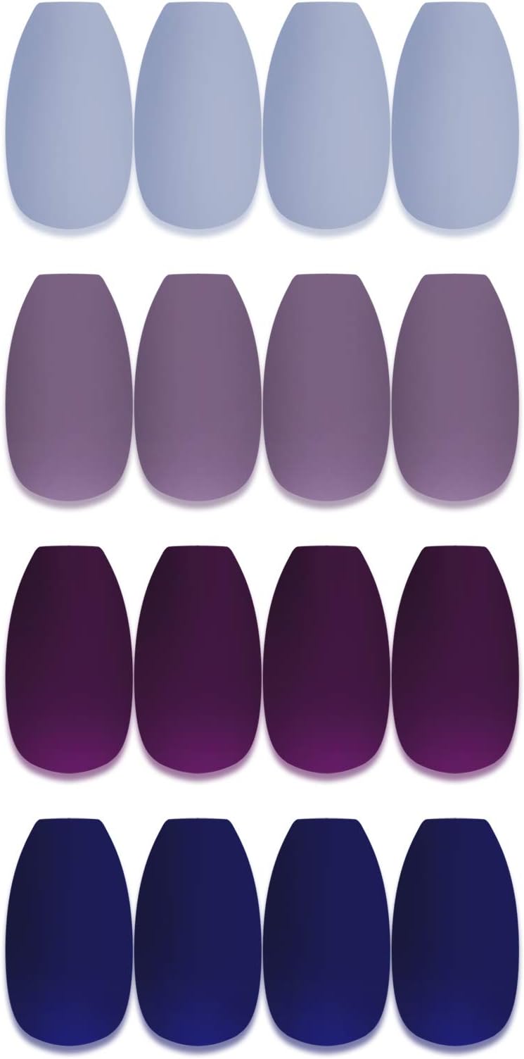 Laza 96pcs Colorful Fake Nails Ballet Coffin Ballerina Medium Matte Full Cover Long Matte Artificial Acrylic Nails for Daily Use - Grape Rum