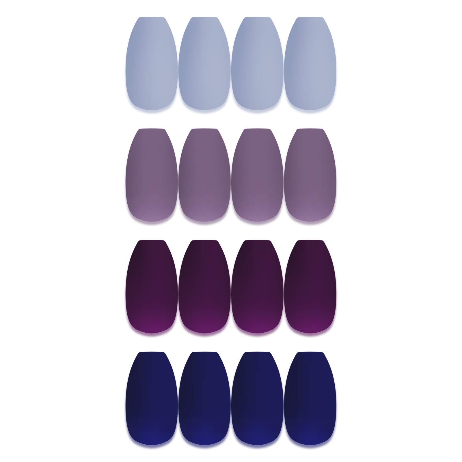 Laza 96pcs Colorful Fake Nails Ballet Coffin Ballerina Medium Matte Full Cover Long Matte Artificial Acrylic Nails for Daily Use - Grape Rum
