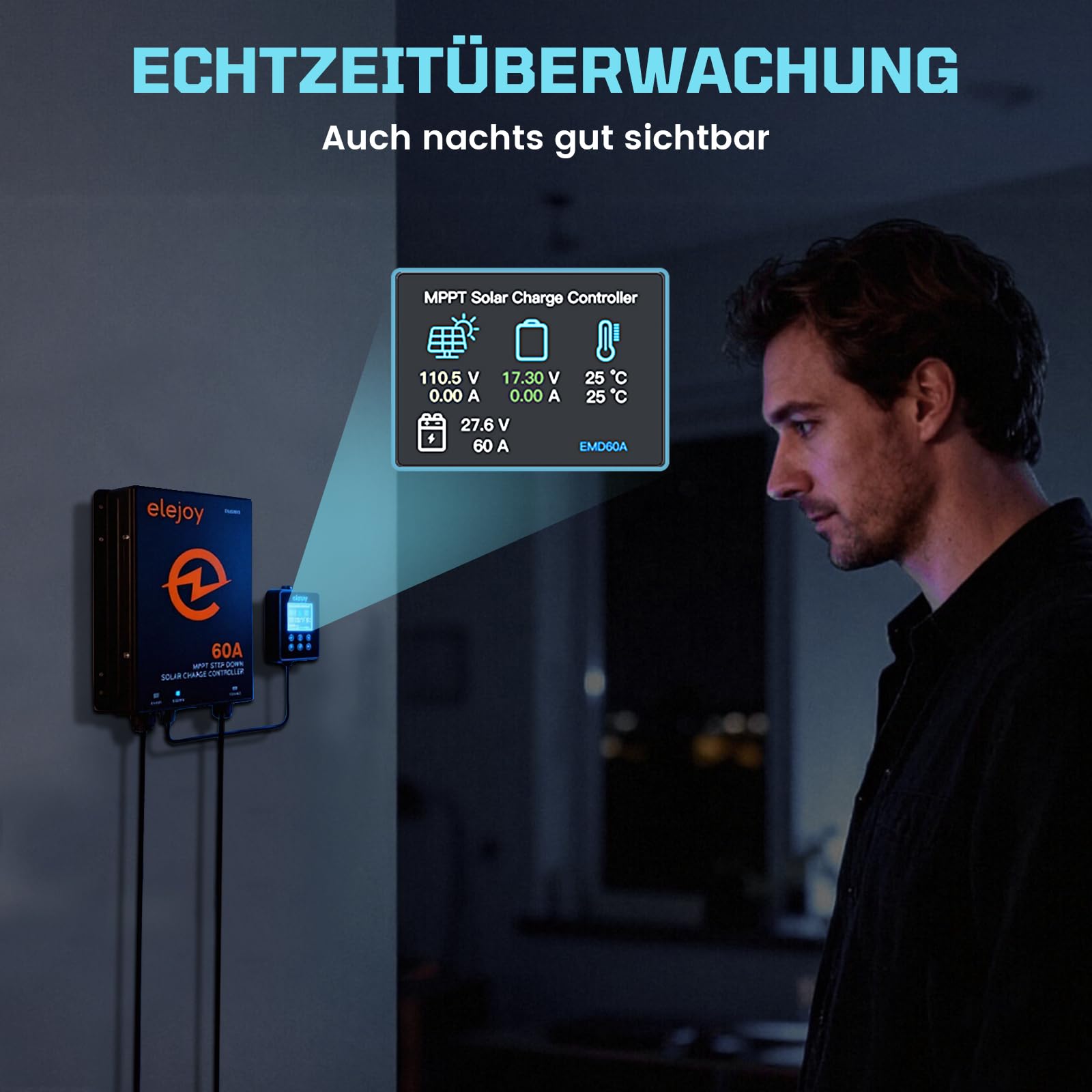 60A MPPT Solar-Laderegler 12v/24v/36v/48v 99% Verfolgungseffizienz | Ausgang 10-60v verstellbar für mit externen LCD-Solarpanel-Regulator-Bildschirm luftgekühlte Kühlung