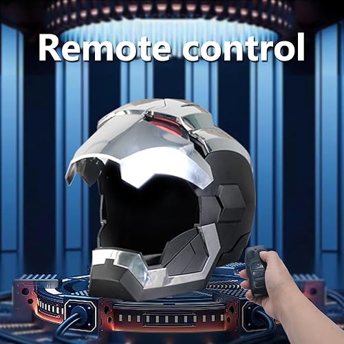 Miniatura 5 de Casco electrónico de máquina de guerra Iron Mans para adultos, control de voz, detección, control remoto para abrircerrar con sonidos y ojos LED,